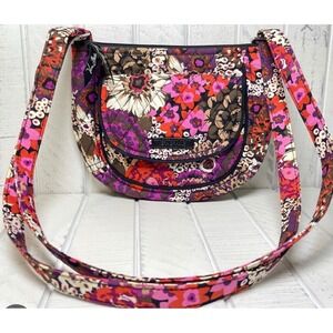 Vera Bradley Lizzy Rosewood Floral Retired Crossbody‎ Bag